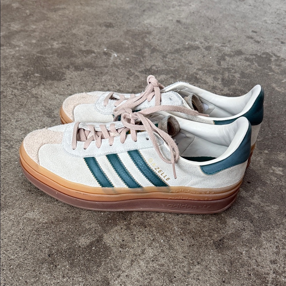 Adidas Gazelle Bold Beige/Green Suede